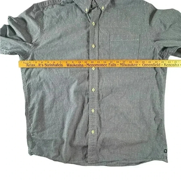 Men's Chaps Large Iconic Poplin 100% Cotton Blue Collar Button Down Shirt - Picture 3 of 11